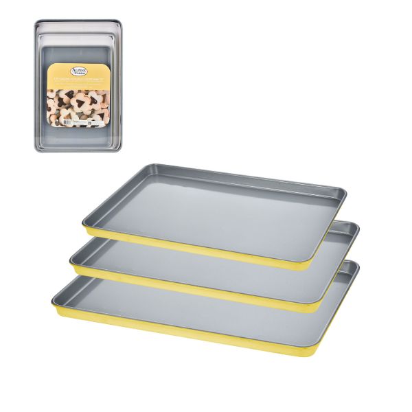 Juego de 3 bandejas para hornear color amarillo limón