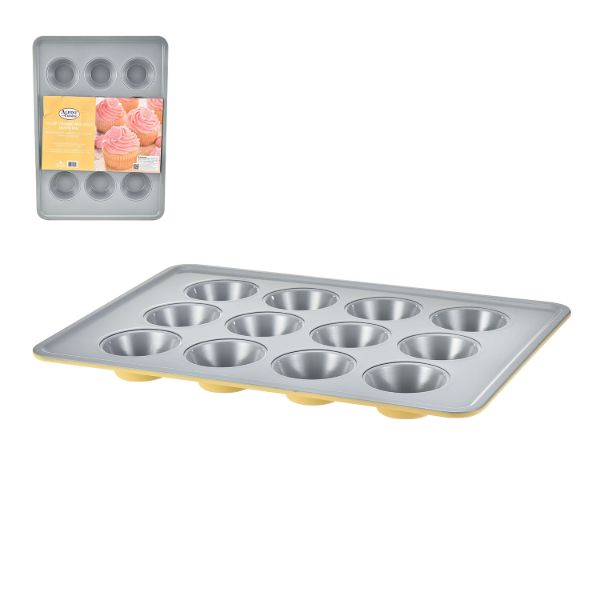 Molde para muffins de 12 tazas de acero al carbono