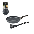 Sartén de aluminio forjado con revestimiento cerámico gris de 14 cm con espátula
