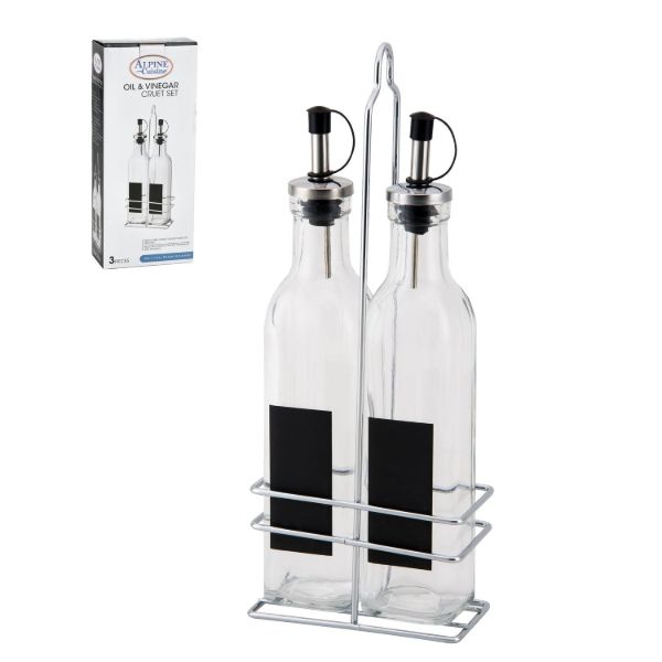 Dispensador de aceite de 2 piezas, 270 ml, con soporte de hierro.