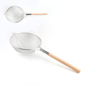 Colador de acero inoxidable de 35 cm con mango de madera