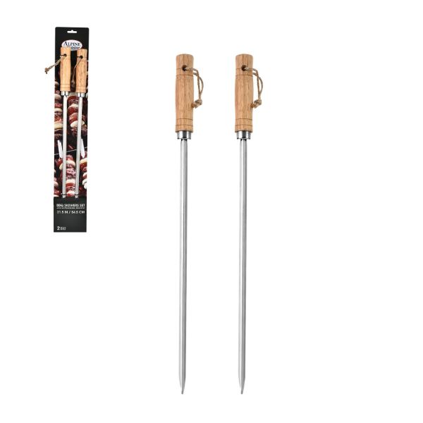 Juego de 2 brochetas de acero inoxidable para barbacoa