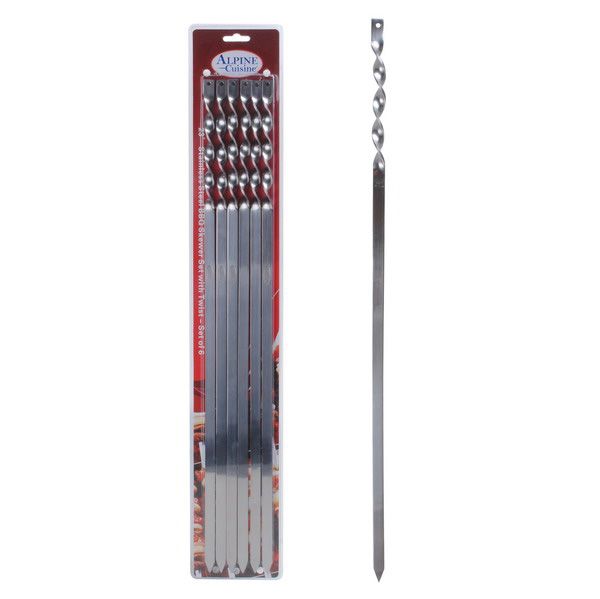 Set de 6 piezas para brocheta de acero inoxidable con mango giratorio