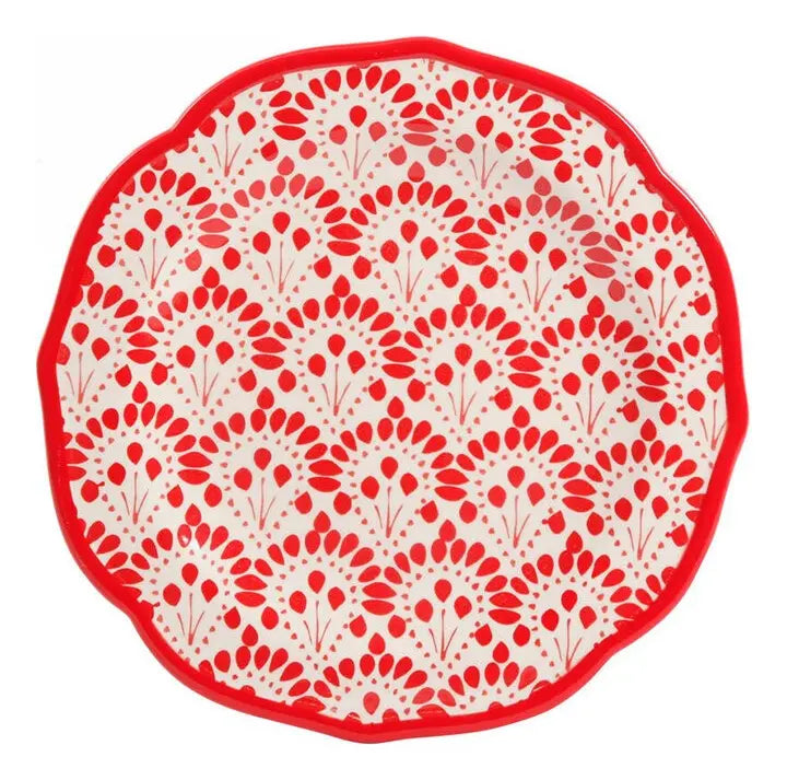 Vajilla Cerámica roja Gibson Home Scallop Shape de 12 piezas