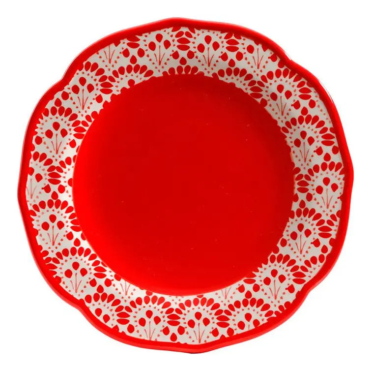 Vajilla Cerámica roja Gibson Home Scallop Shape de 12 piezas