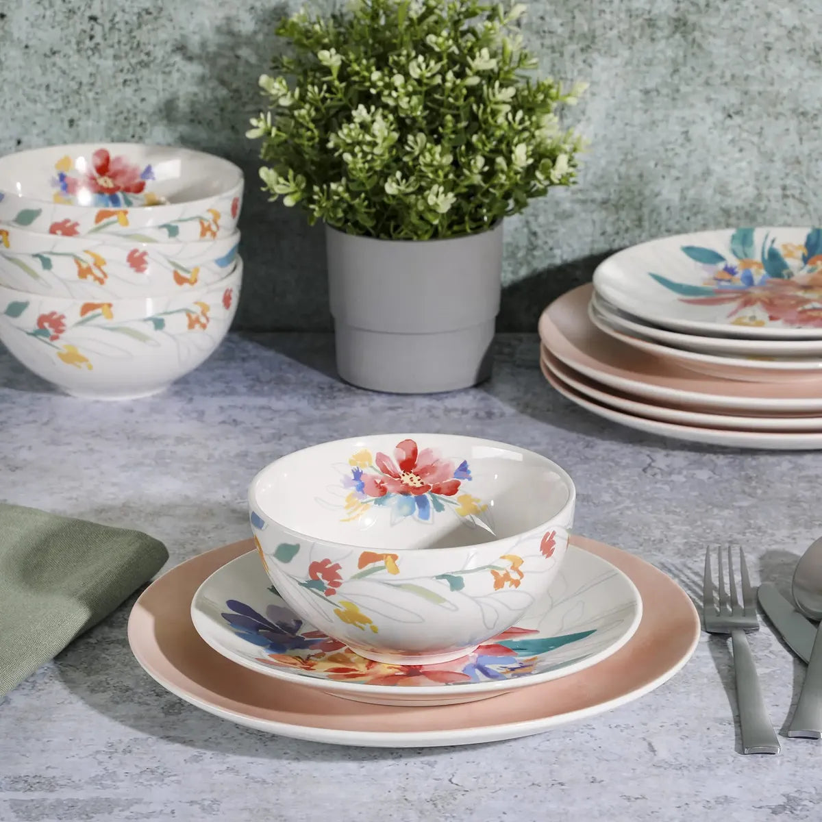 Vajilla de porcelana Spice by Tia Mowry de 12 piezas Gibson