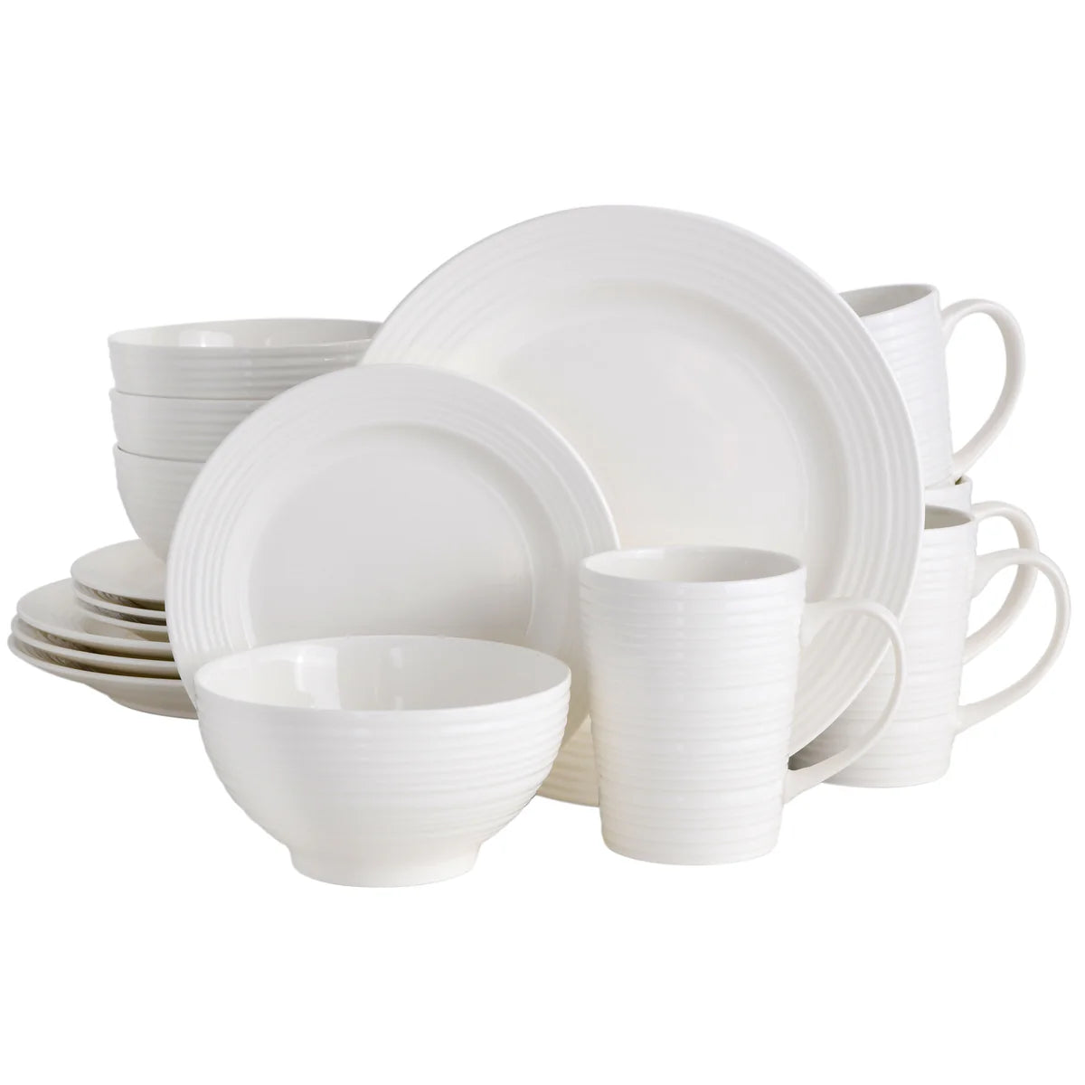 Juego de vajilla de cerámica fina de 16 piezas Gibson Home Amelia Court - Blanco