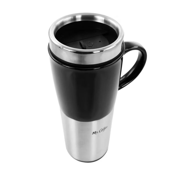 Taza de viaje Mr. Coffee de acero inoxidable y cerámica de 473 mililitros