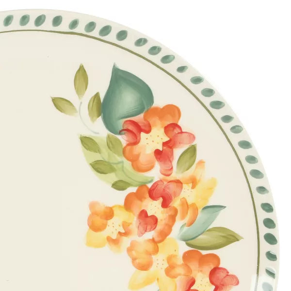 Juego de vajilla floral Bloomhouse Cassia Bud de 16 piezas con platos y cuencos de cerámica pintados a mano y doble cuenco.