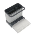 Organizador de fregadero Ledgebrook de Gibson Home con panel de metal y escurridor.