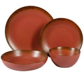 Juego de vajilla Bloomhouse Palermo Sun de 16 piezas con platos y cuencos de cerámica con esmaltado reactivo, color rojo pimentón