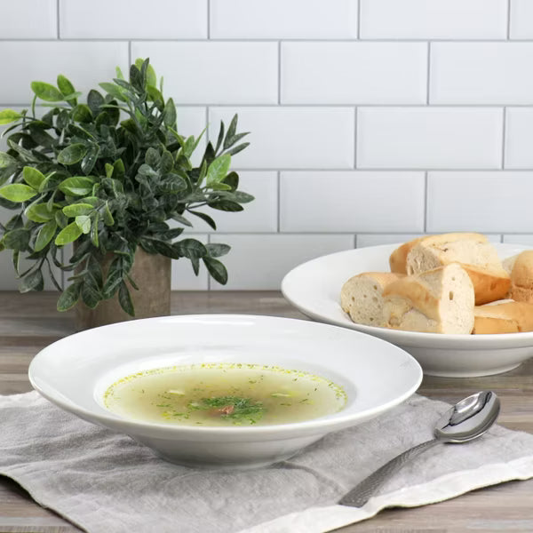 Juego de 2 cuencos de cerámica fina de 591 ml para entrantes Gibson Home Great Essentials en blanco