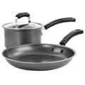 Juego de utensilios de cocina antiadherentes de acero al carbono Gibson Everyday Highberry de 3 piezas en gris