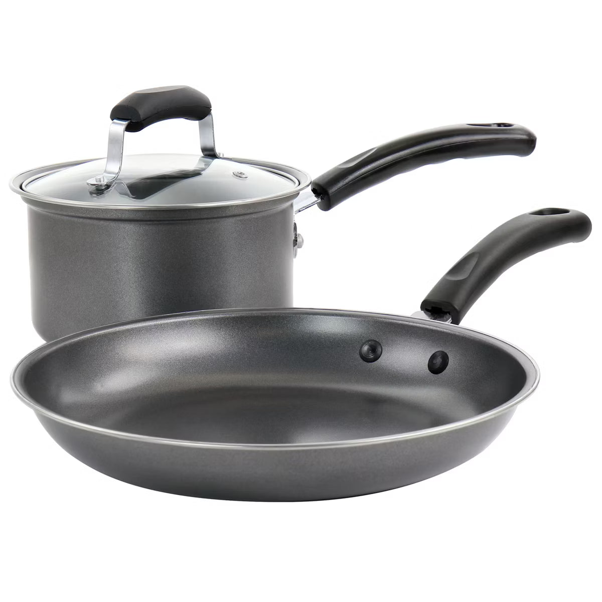 Juego de utensilios de cocina antiadherentes de acero al carbono Gibson Everyday Highberry de 3 piezas en gris