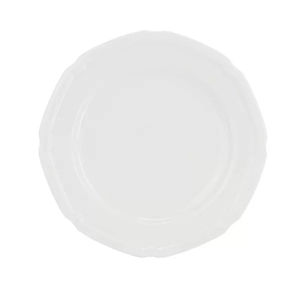 Juego de vajilla de porcelana fina Meritage Bavaria de 16 piezas con borde festoneado en blanco