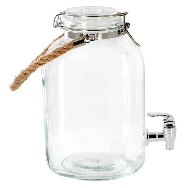 Dispensador de bebidas de vidrio Gibson Home Ferris de 4.9 litros con asa de cuerda