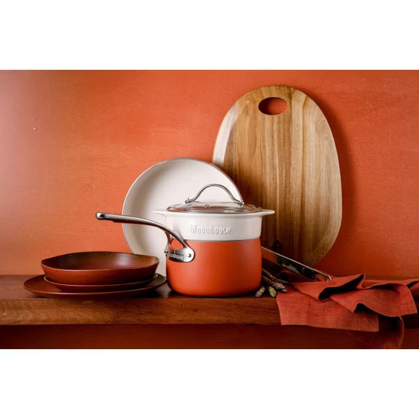 Juego de utensilios de cocina de aluminio Bloomhouse de 4 piezas con vaporera de cerámica antiadherente - Dos colores