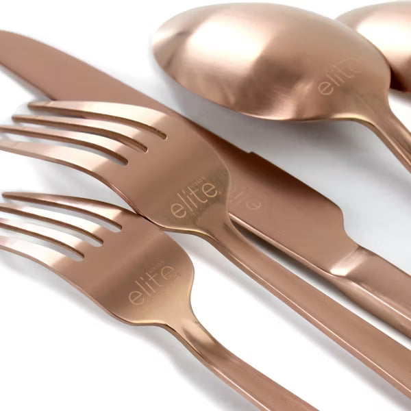 Juego de cubiertos Gibson Elite Earlston de acero inoxidable de 20 piezas en rosa mate