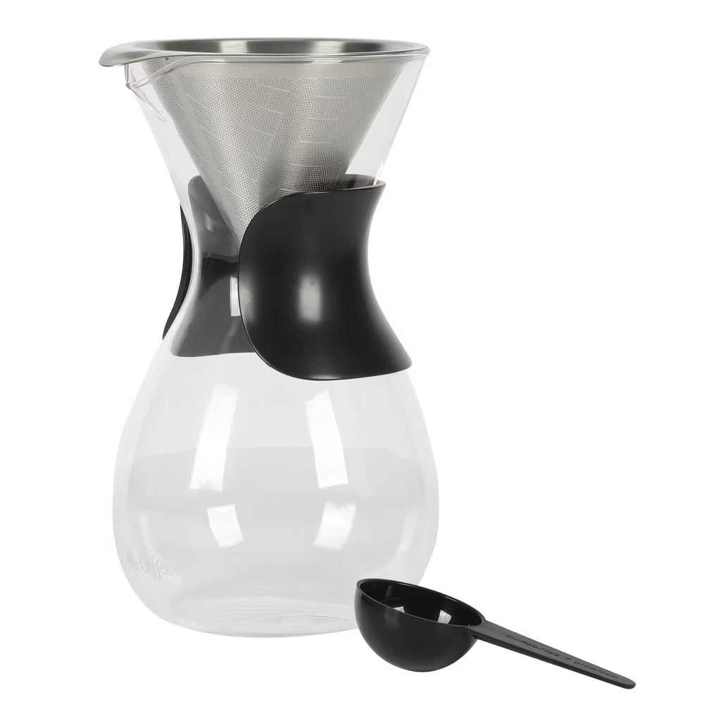 Cafetera de vidrio de borosilicato de 3 piezas de 975 mililitros de Mr. Coffee Verduzco con protector de mano