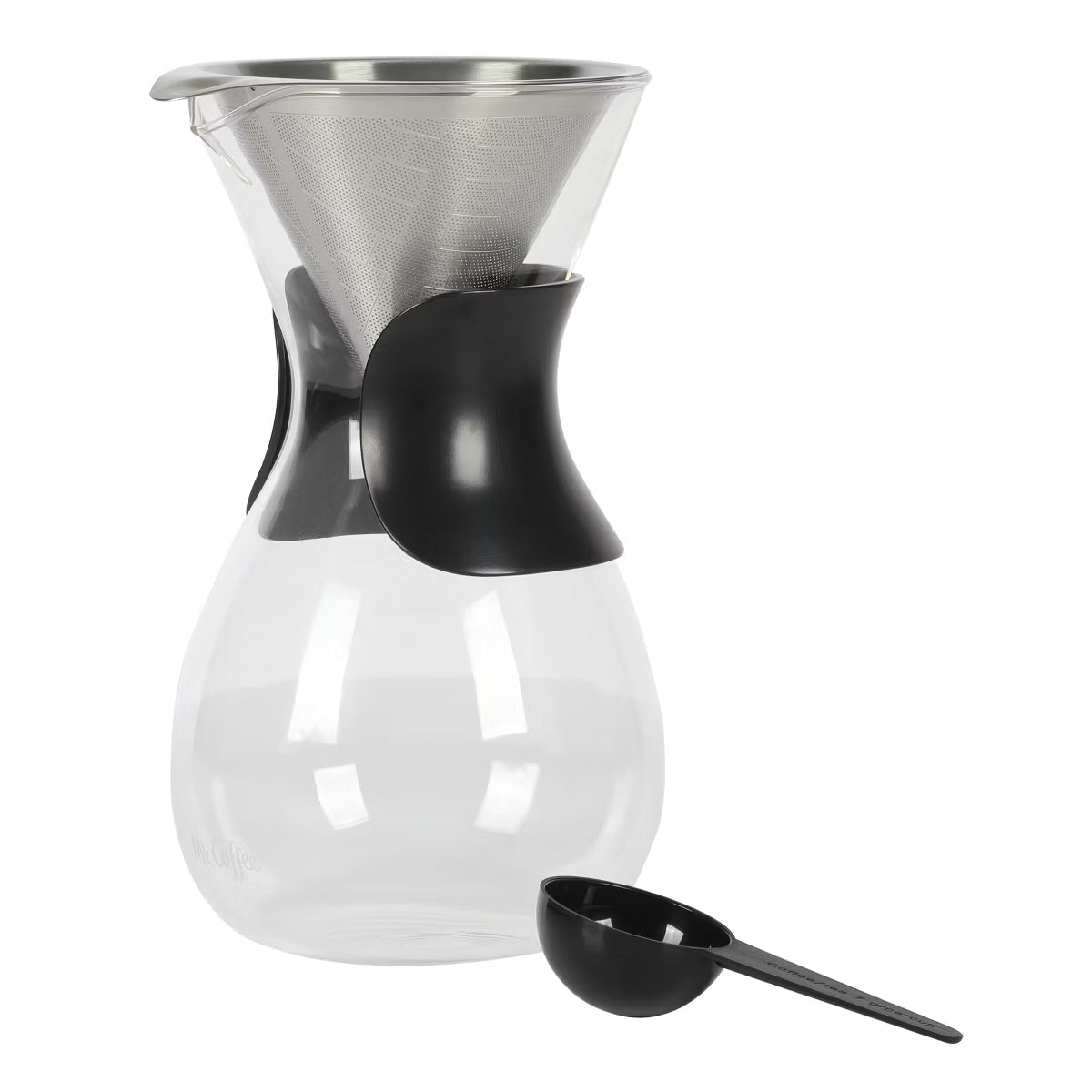 Cafetera de vidrio de borosilicato de 3 piezas de 975 mililitros de Mr. Coffee Verduzco con protector de mano