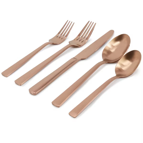 Juego de cubiertos Gibson Elite Earlston de acero inoxidable de 20 piezas en rosa mate