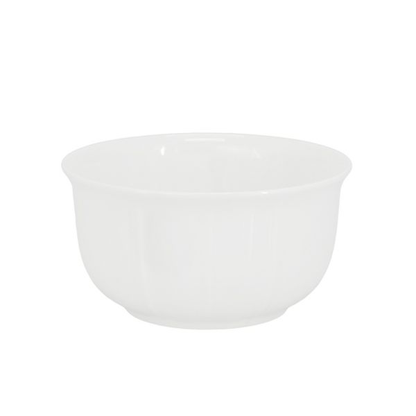 Juego de vajilla de porcelana fina Meritage Bavaria de 16 piezas con borde festoneado en blanco