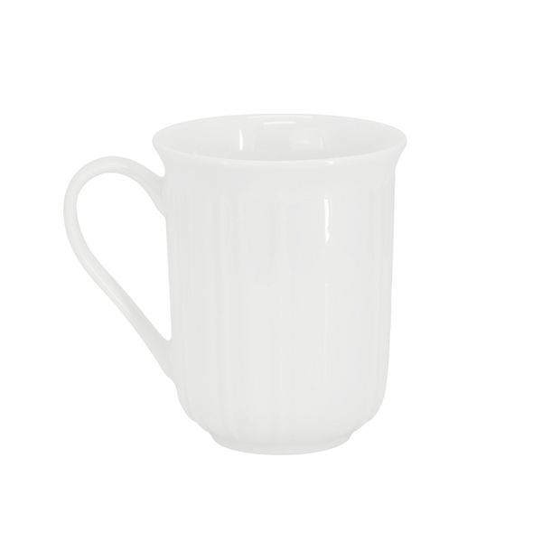 Juego de vajilla de porcelana fina Meritage Bavaria de 16 piezas con borde festoneado en blanco