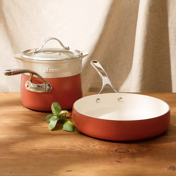 Juego de utensilios de cocina de aluminio Bloomhouse de 4 piezas con vaporera de cerámica antiadherente - Dos colores