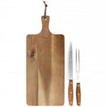 Tabla para Servir de Madera de Acacia de 3 Piezas con Tenedor y Cuchillo Gibson Elite