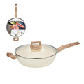 Sartén de cerámica beige forjada de aluminio de 28 cm