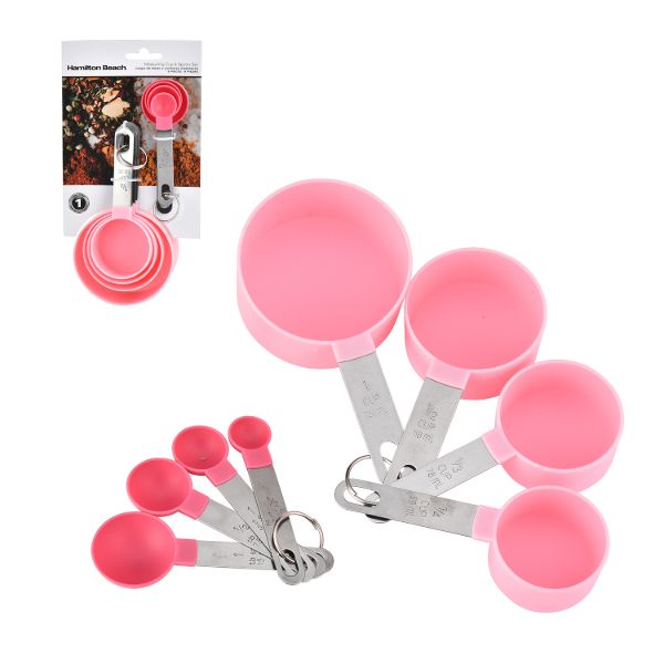 Juego de 8 cucharas y tazas medidoras de rosa de Hamilton Beach