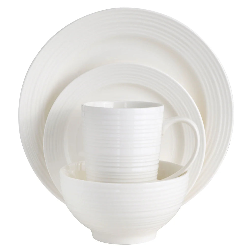 Juego de vajilla de cerámica fina de 16 piezas Gibson Home Amelia Court - Blanco