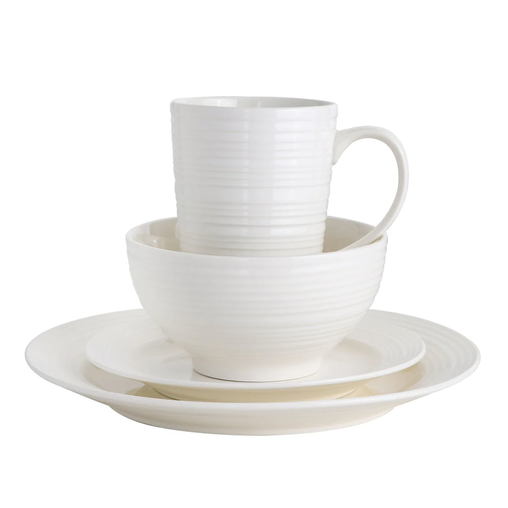 Juego de vajilla de cerámica fina de 16 piezas Gibson Home Amelia Court - Blanco