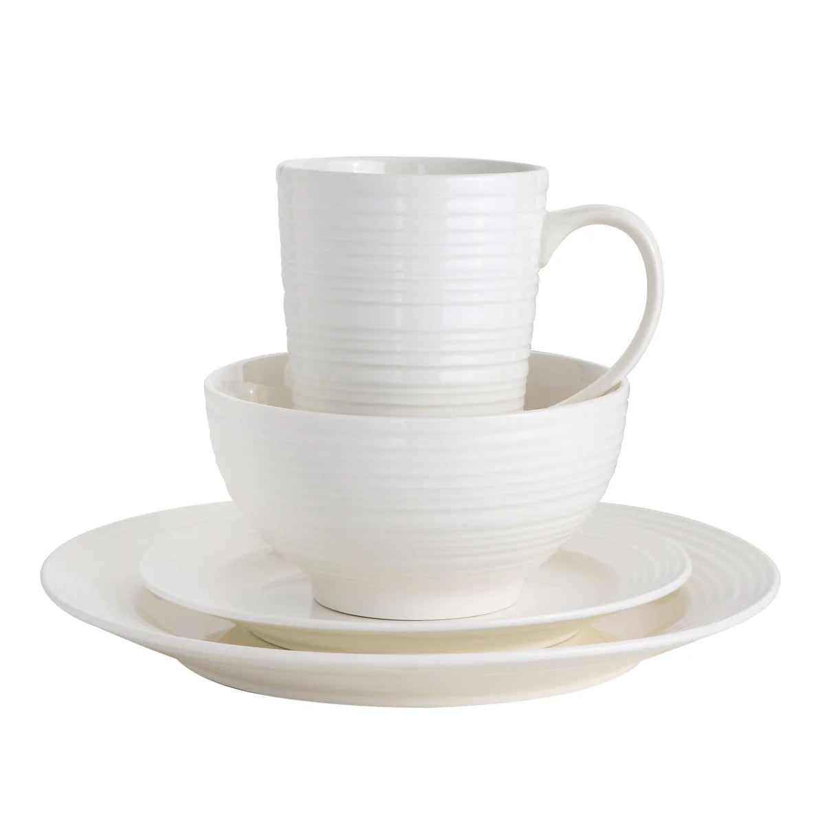 Juego de vajilla de cerámica fina de 16 piezas Gibson Home Amelia Court - Blanco