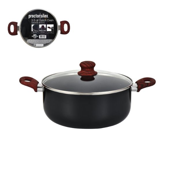 Olla holandesa de 3.7 l, 2.2 mm, negra con revestimiento cerámico negro y mago