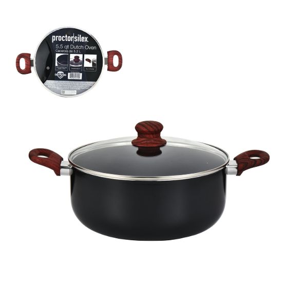 Olla holandesa de 5.6 l, 2.2 mm, negra con revestimiento cerámico negro y mango
