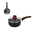 Cacerola PS de 1.4 l, 2,2 mm, negra con revestimiento cerámico negro y mango rojo