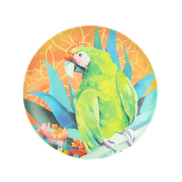 Vajilla de Melamina de 12 Piezas Laurie Gates Tropical Parrots