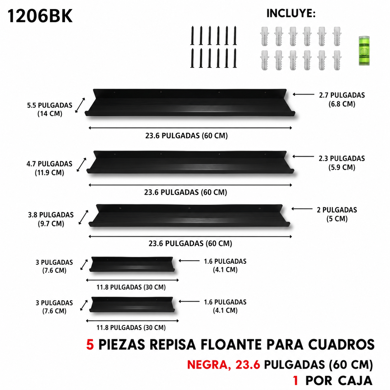 Repisa de 5 piezas de madera, varios colores