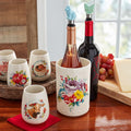 Juego de 7 Piezas de Copas de Vino sin Tallo de Loza con Enfriador Pioneer Woman Sweet Rose