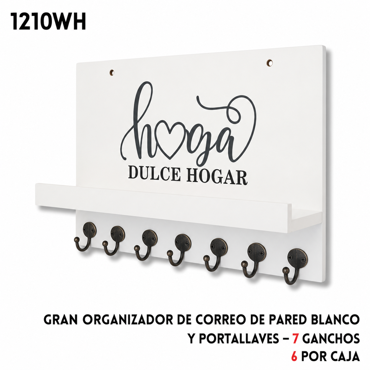 Organizador de correo de pared con porta llaves, varios colores
