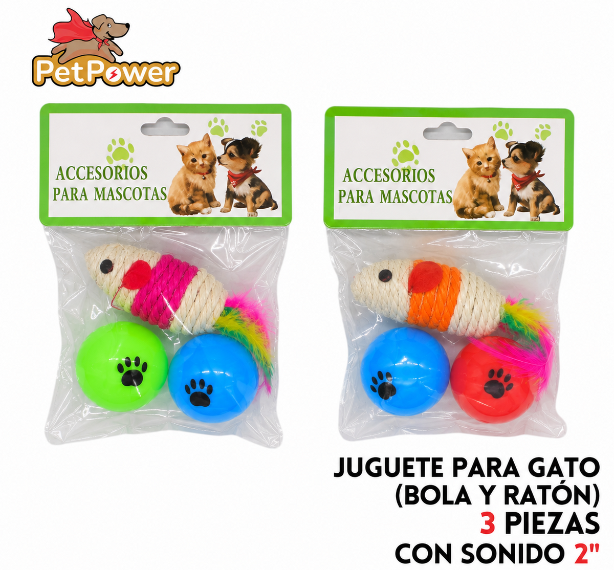Juego para gato (bola y ratón) con sonido