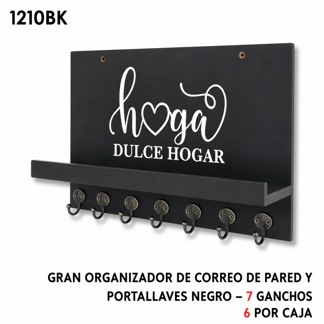 Organizador de correo de pared con porta llaves, varios colores