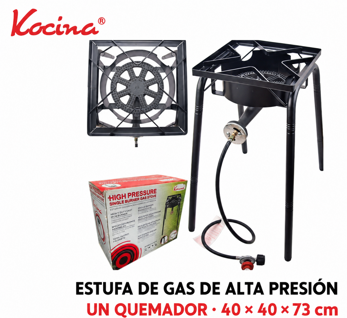 Estufa de gas de alta presión de un quemador