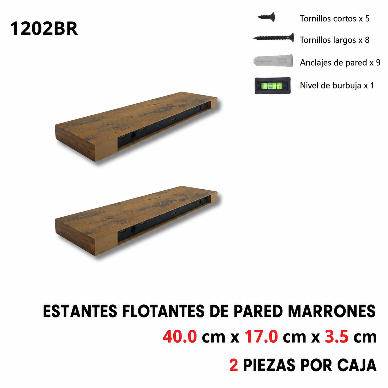 Repisas de madera de 2 piezas, varios colores