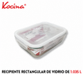 Recipiente rectangular de vidrio de 1 L