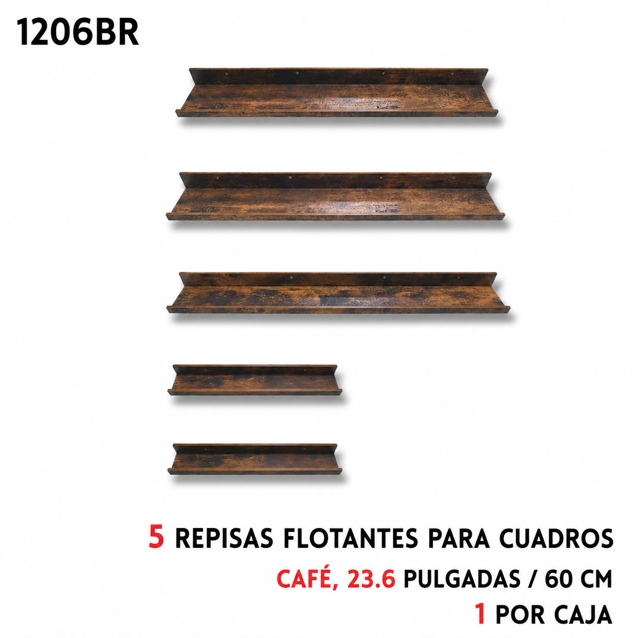 Repisa de 5 piezas de madera, varios colores