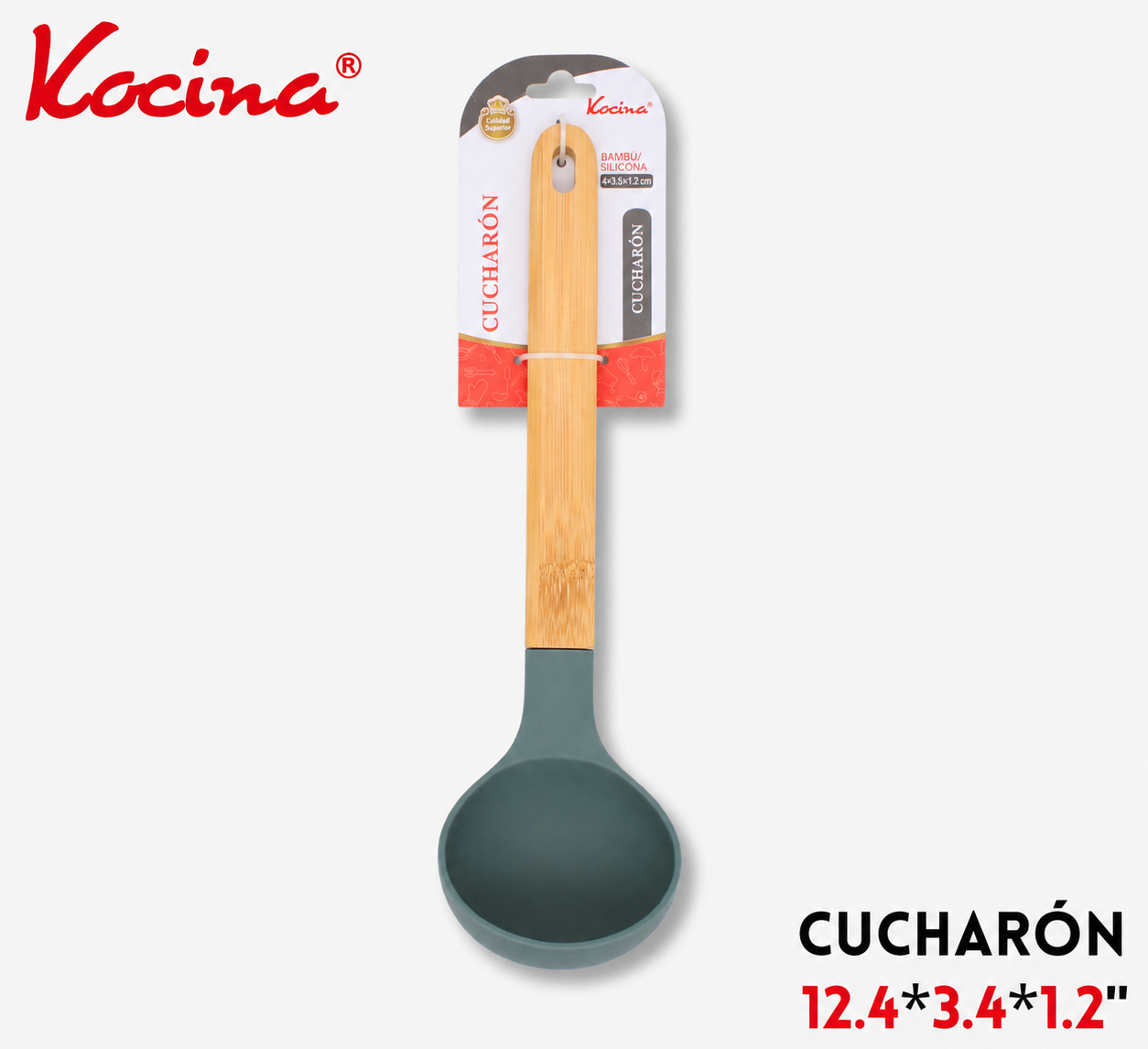 Cucharon de silicón con mango de madera