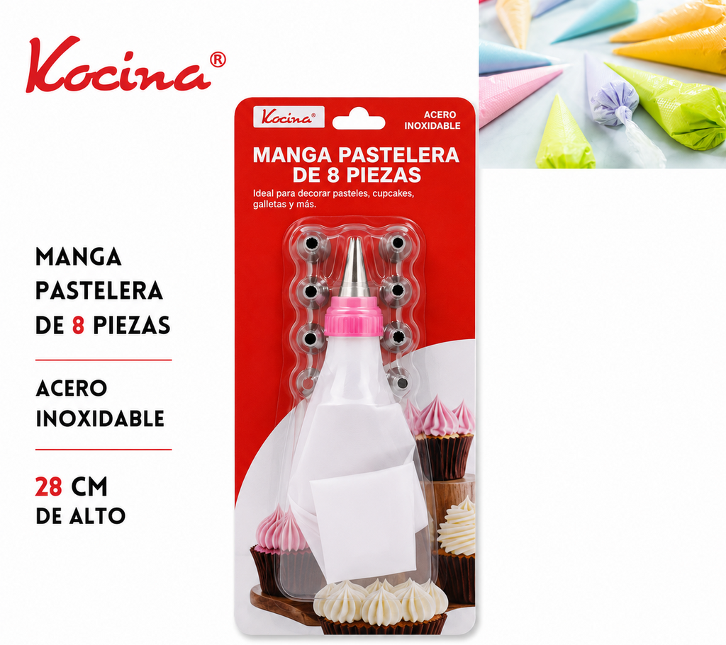 Manga pastelera de 8 piezas