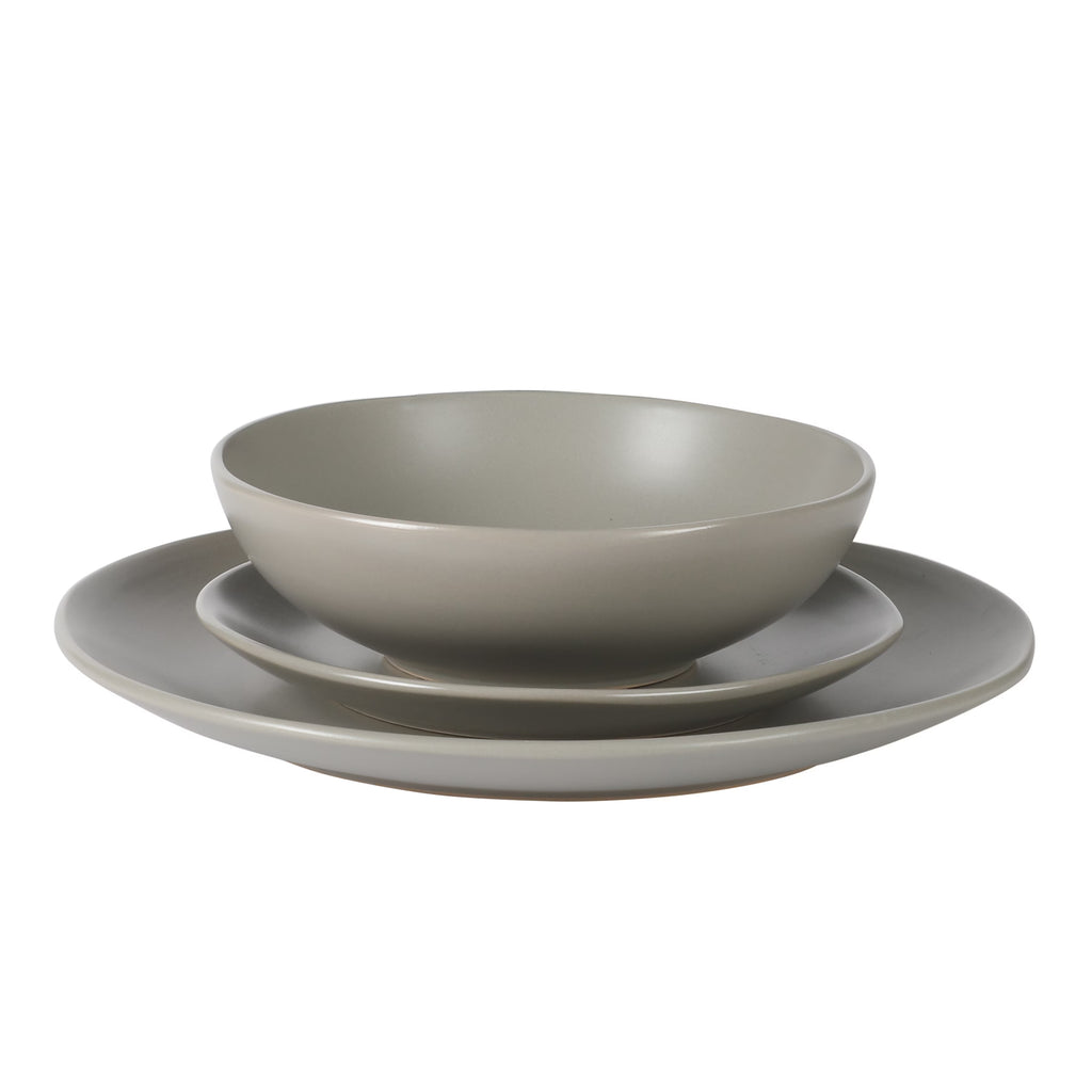 Vajilla de cerámica gris mate de 12 piezas Gibson Home